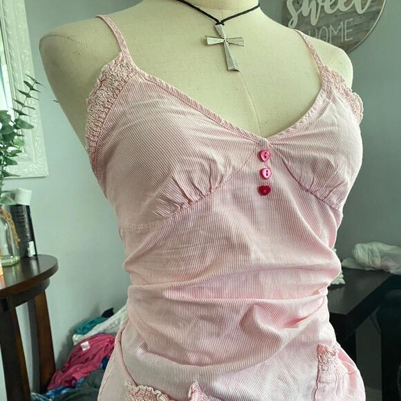 Pink and white striped babydoll - Picture 3 of 5